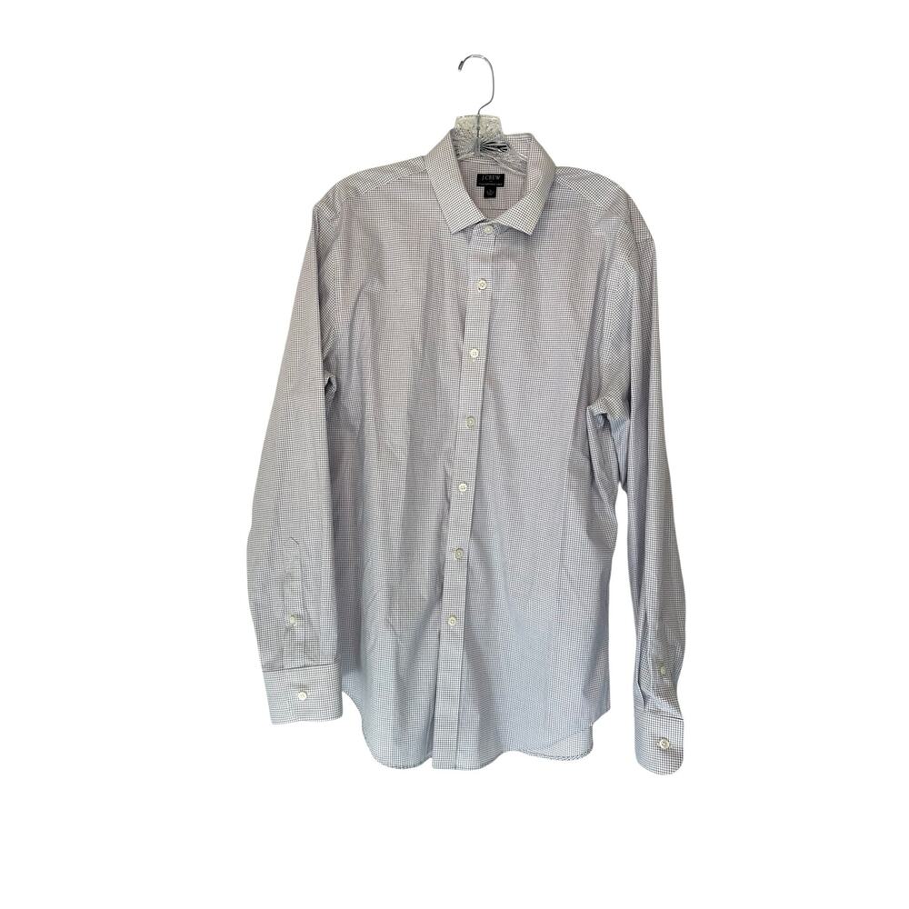 J.Crew Men's Blue Plaid Slim Fit Flex Wrinkle Free Button Down‎ Shirt Size Large